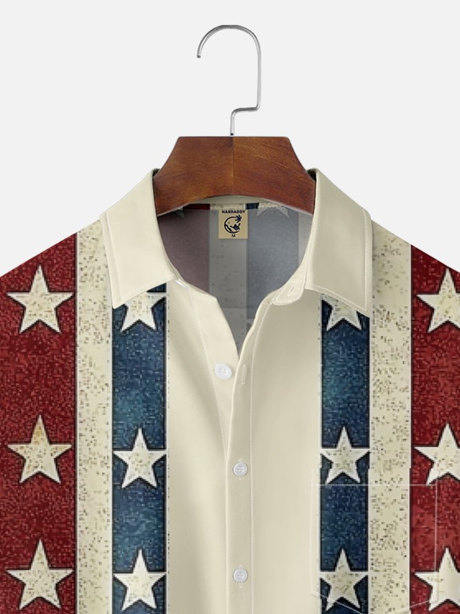 Moisture-wicking Independence Day Chest Pocket Casual Shirt