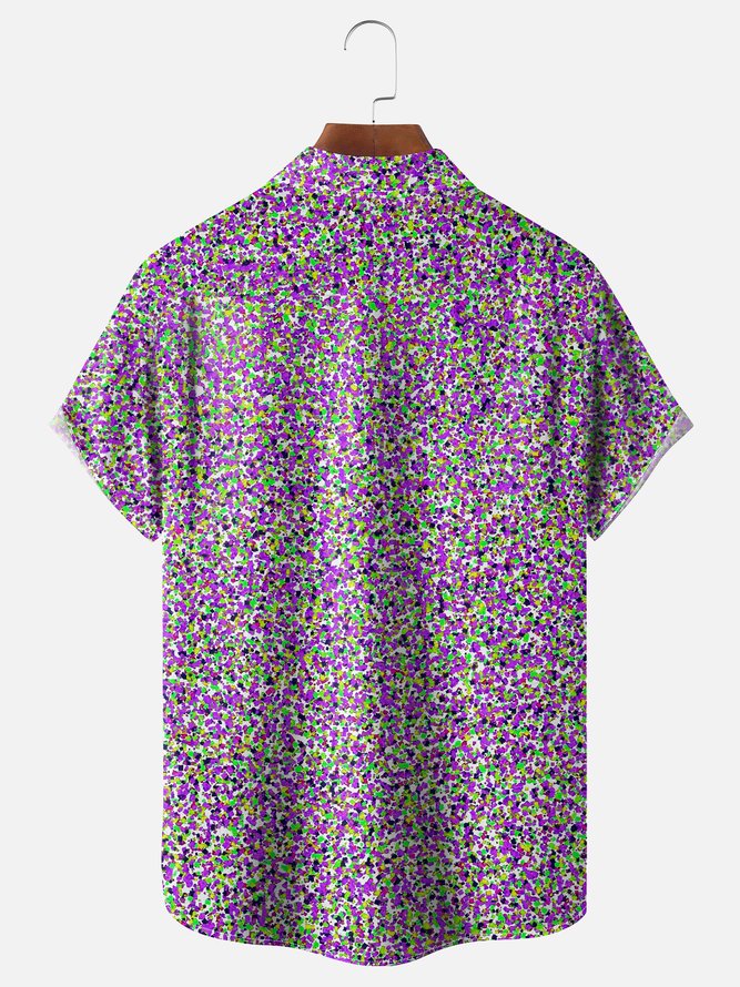 Moisture-wicking Gradient Color Geomatric Chest Pocket Casual Shirt
