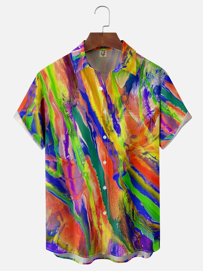 Moisture-wicking Gradient Color Chest Pocket Casual Shirt
