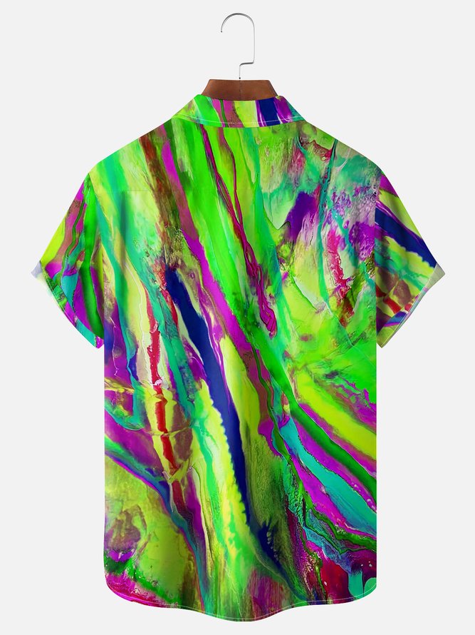 Moisture-wicking Gradient Color Chest Pocket Casual Shirt