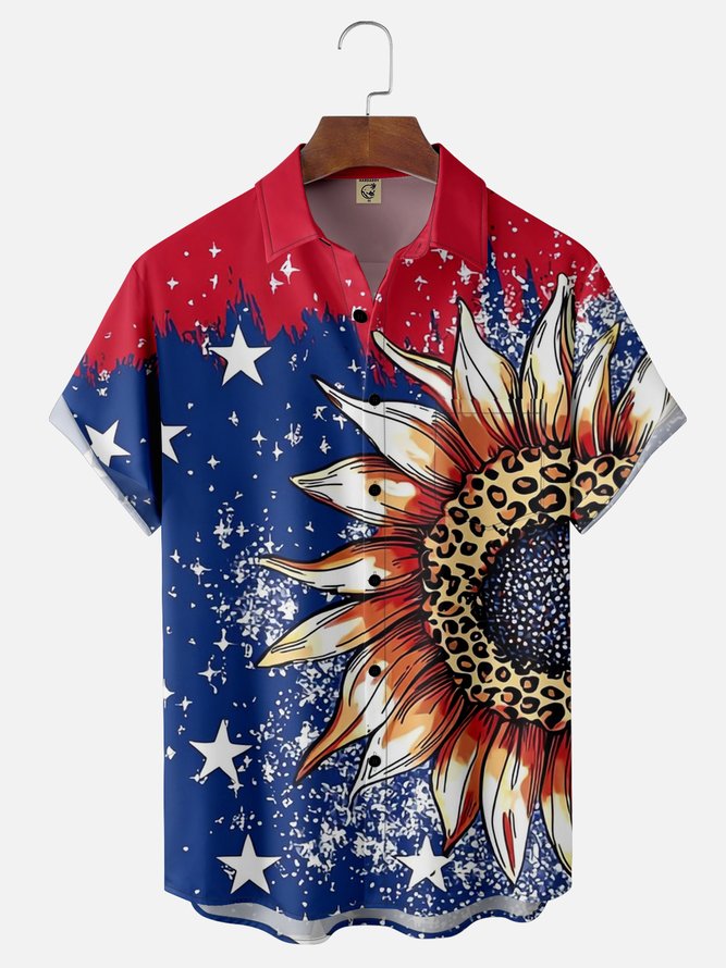 Moisture-wicking Independence Day Chest Pocket Casual Shirt