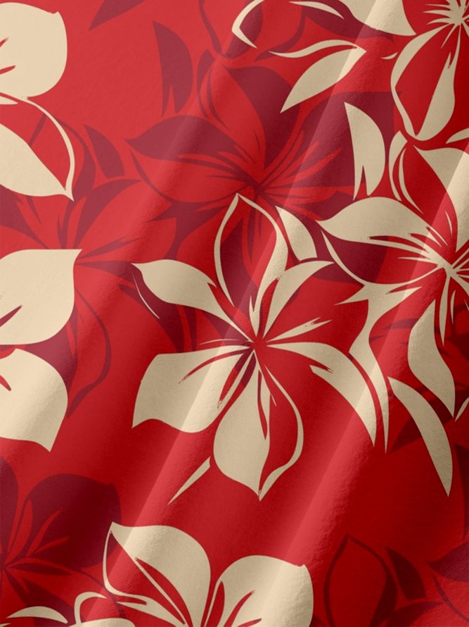 Moisture-wicking Floral Chest Pocket Hawaiian Shirt