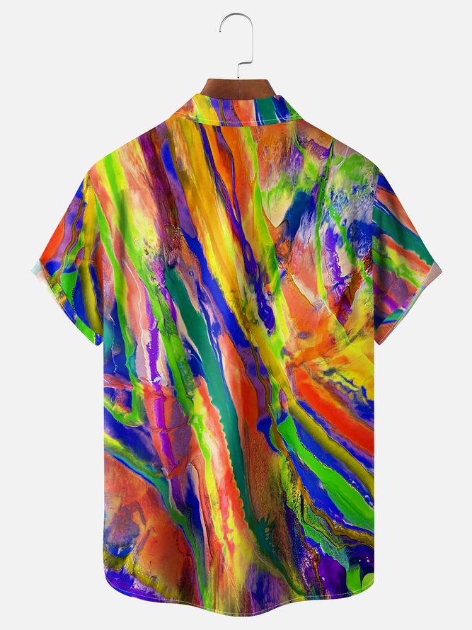 Moisture-wicking Gradient Color Chest Pocket Casual Shirt