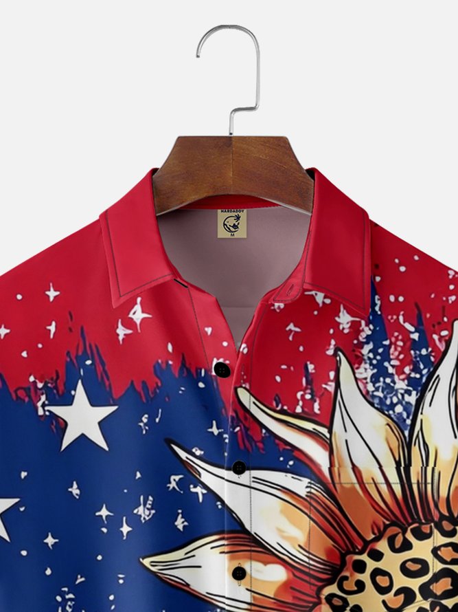 Moisture-wicking Independence Day Chest Pocket Casual Shirt