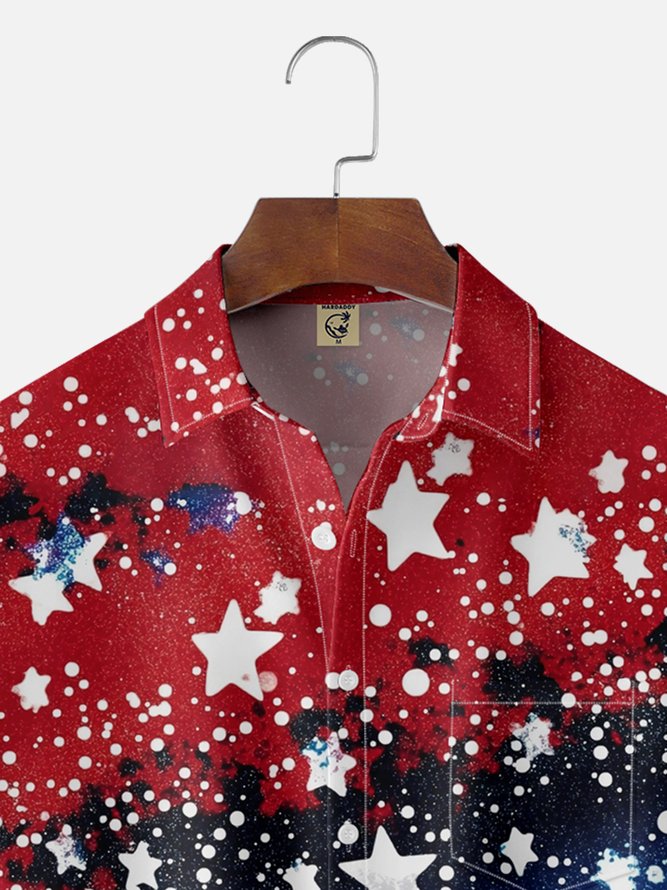 Moisture-wicking Independence Day Chest Pocket Casual Shirt