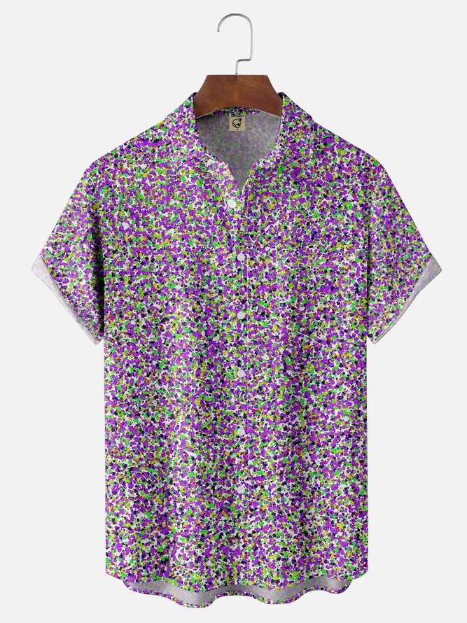 Moisture-wicking Gradient Color Geomatric Chest Pocket Casual Shirt