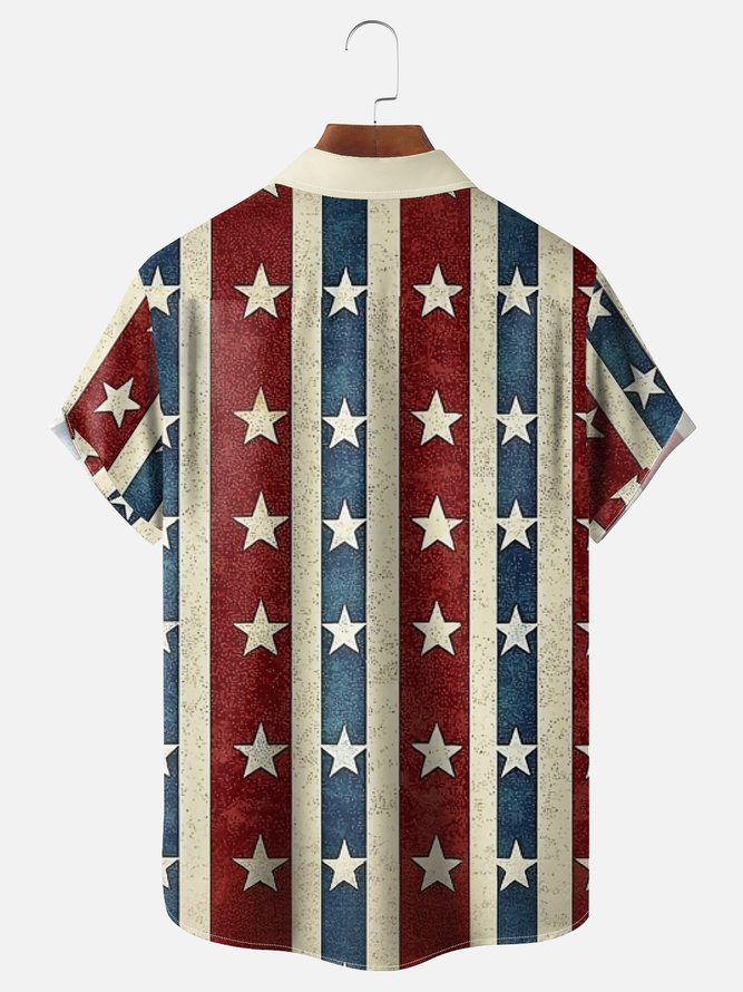 Moisture-wicking Independence Day Chest Pocket Casual Shirt