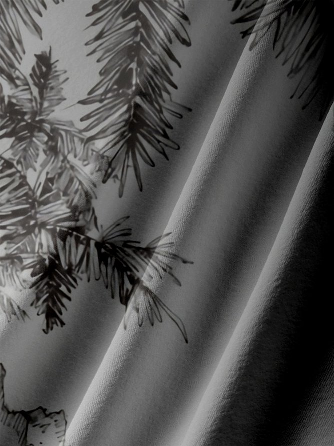 Big Size Moisture-wicking Palm Tree Chest Pocket Hawaiian Shirt