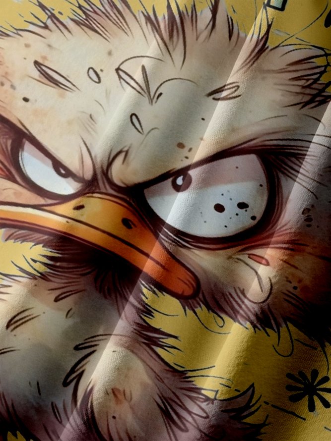 Big Size Moisture-wicking Busy Duck Chest Pocket Hawaiian Shirt