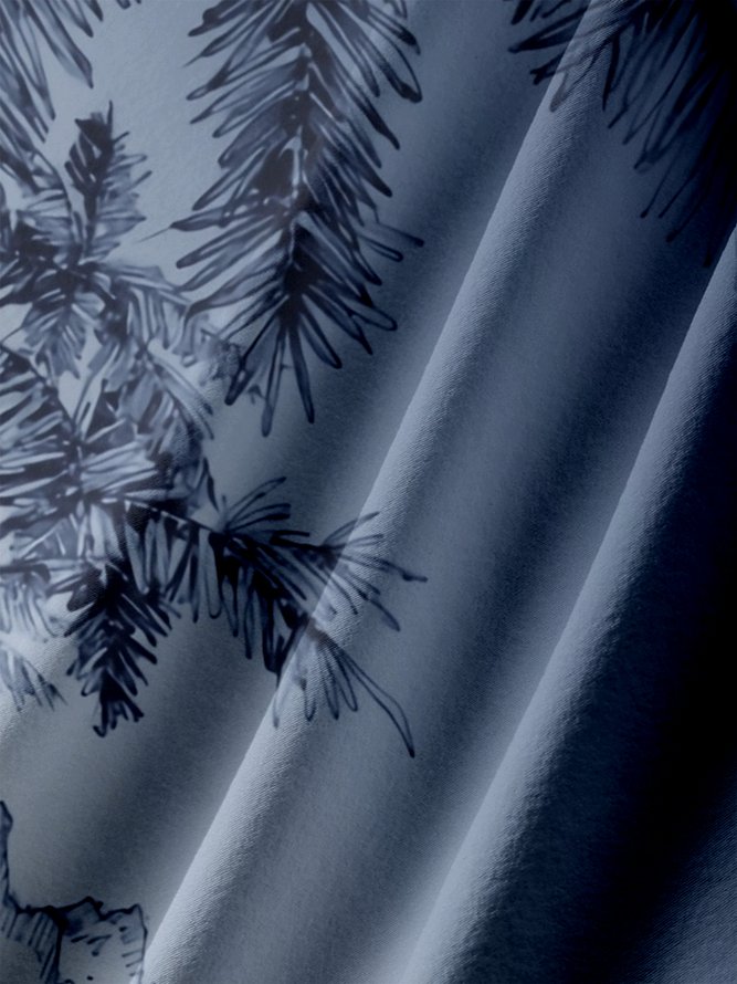Big Size Moisture-wicking Palm Tree Chest Pocket Hawaiian Shirt