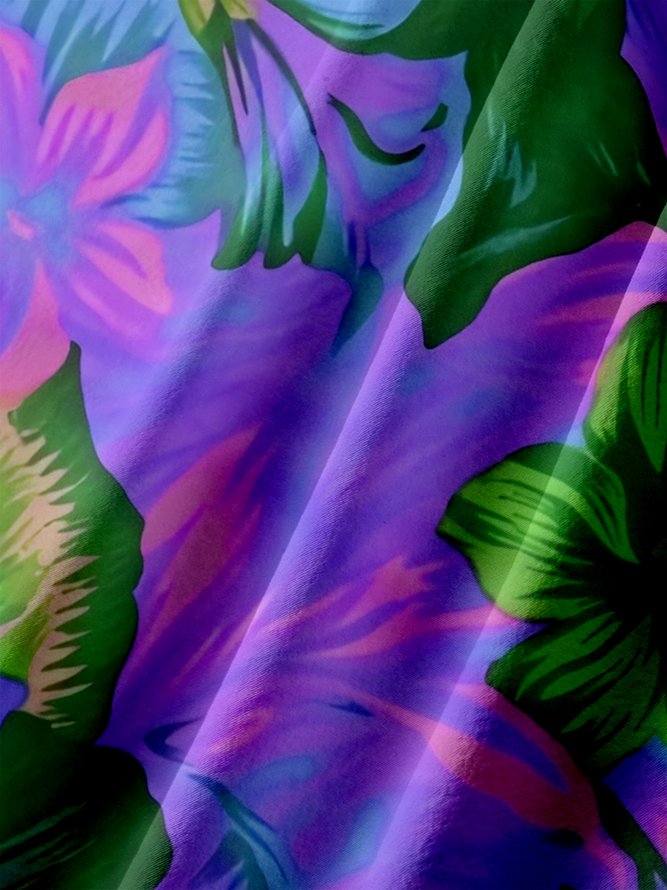 Big Size Moisture-wicking Floral Chest Pocket Hawaiian Shirt