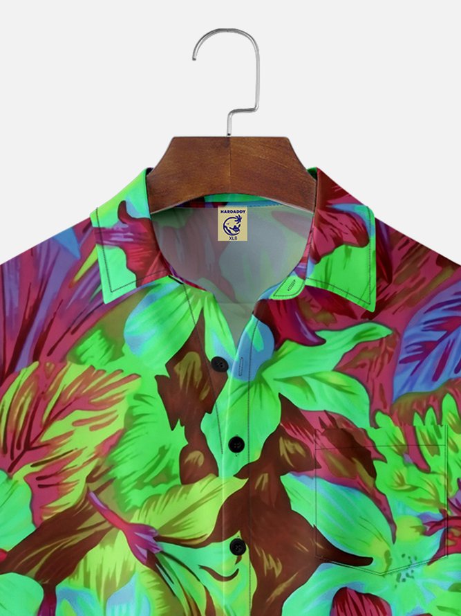 Big Size Moisture-wicking Floral Chest Pocket Hawaiian Shirt