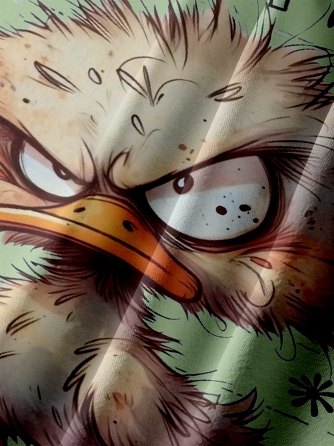 Big Size Moisture-wicking Busy Duck Chest Pocket Hawaiian Shirt