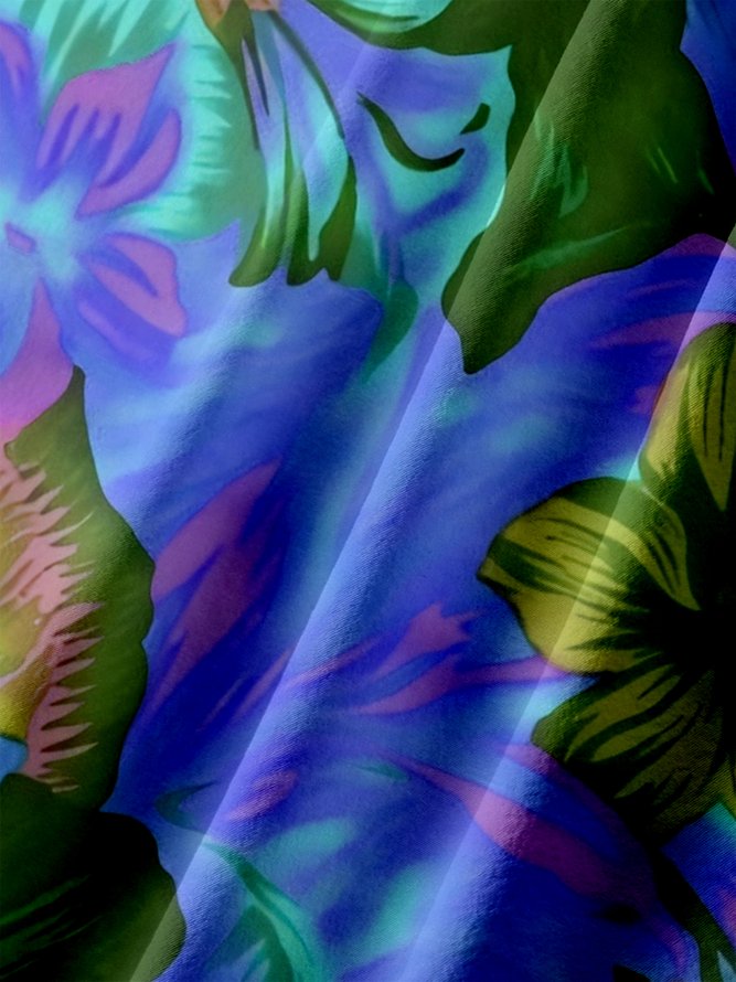 Big Size Moisture-wicking Floral Chest Pocket Hawaiian Shirt