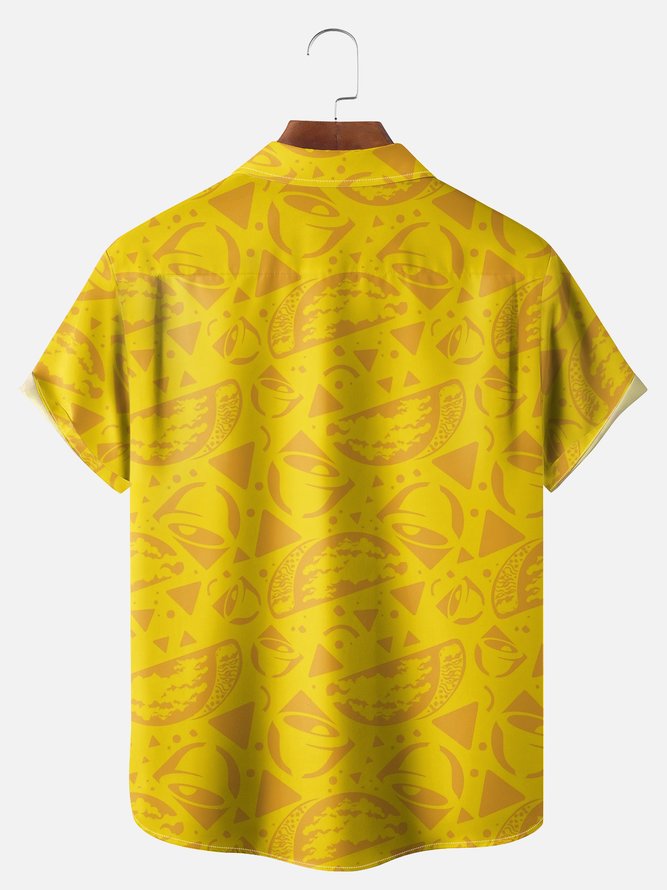 Big Size Moisture-wicking Cinco de Mayo Chili Chest Pocket Bowling Shirt