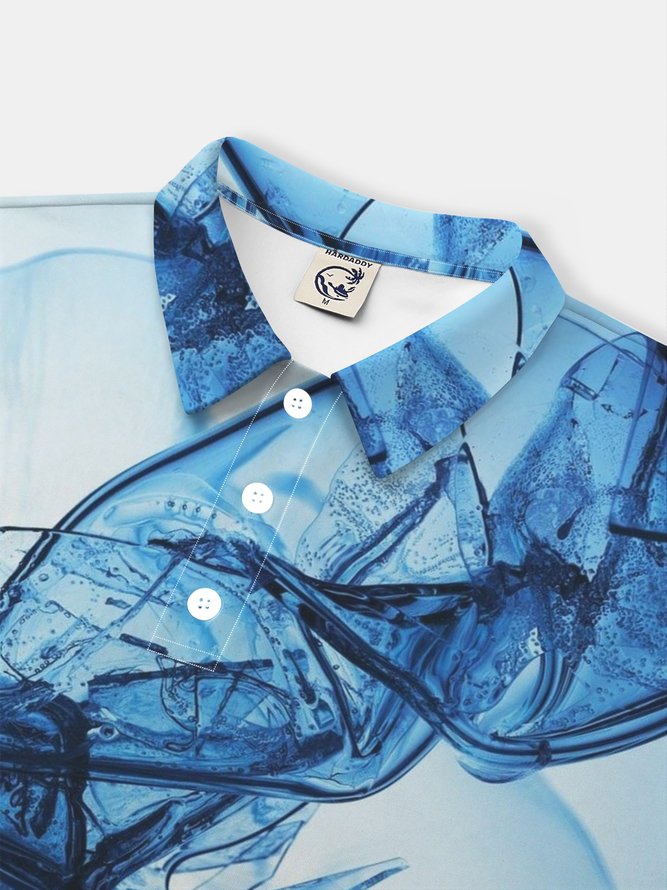 Moisture Wicking Gradient Color Abstract Geometric Short Sleeve Golf Polo