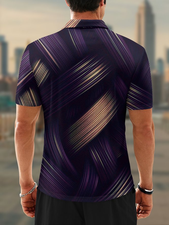 Moisture Wicking Gradient Color Abstract 3D Stripe Short Sleeve Golf Polo