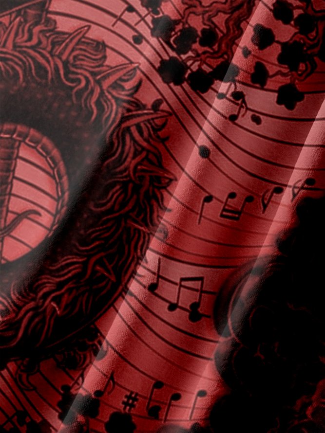 Big Size Moisture-wicking Music Note Chest Pocket Bowling Shirt