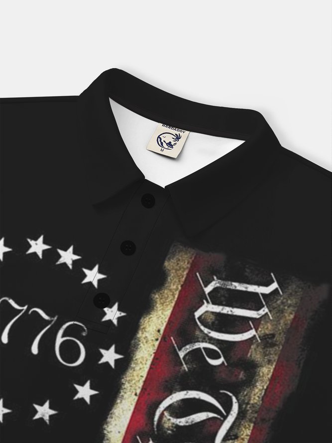Moisture Wicking Abstract Gradient Colors USA Flag Short Sleeve Golf Polo