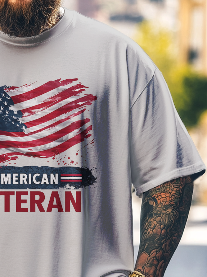 Big Size Men's American Flag Independence Day Art Loose T-shirt