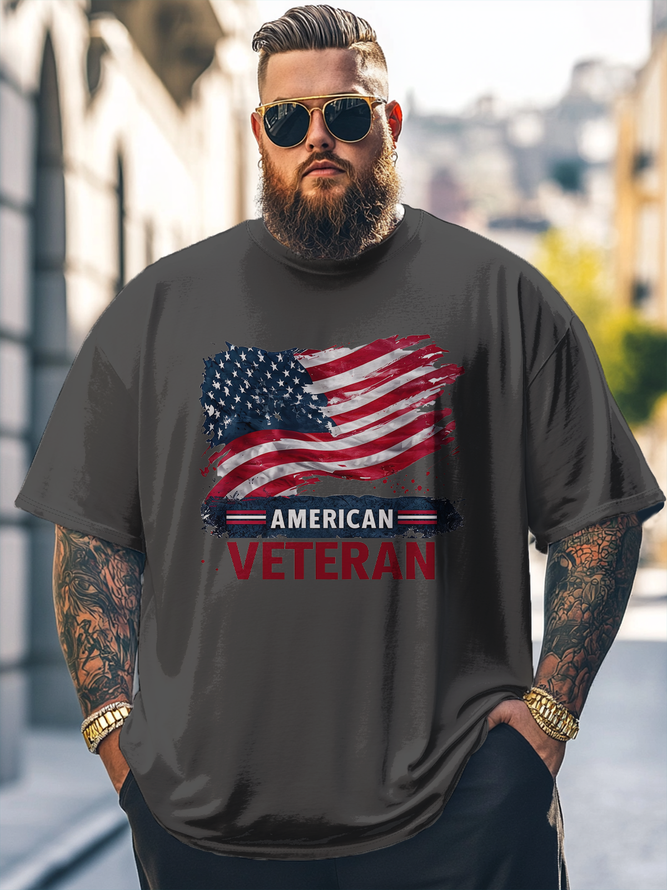 Big Size Men's American Flag Independence Day Art Loose T-shirt