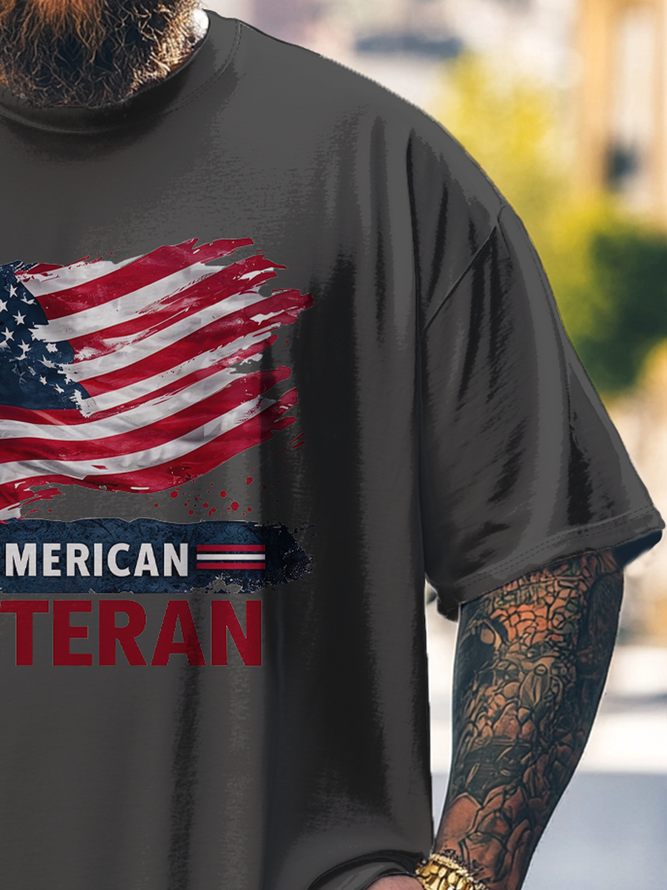Big Size Men's American Flag Independence Day Art Loose T-shirt
