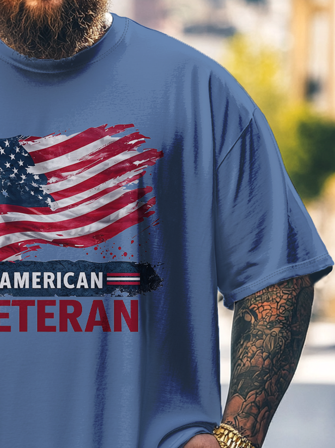 Big Size Men's American Flag Independence Day Art Loose T-shirt