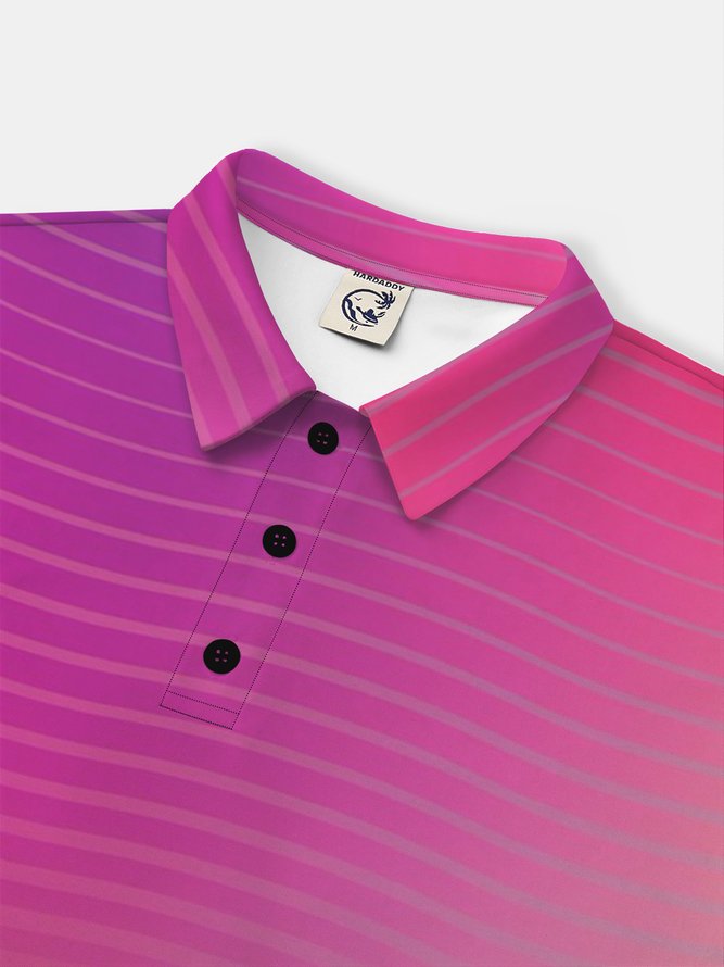 Moisture Wicking Gradient Color Abstract Stripes Short Sleeve Golf Polo