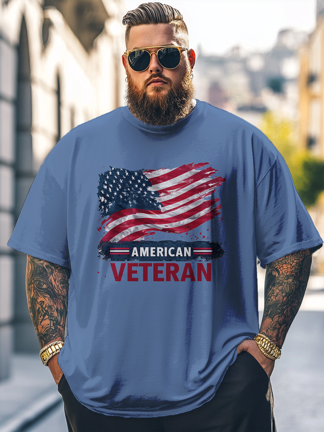 Big Size Men's American Flag Independence Day Art Loose T-shirt