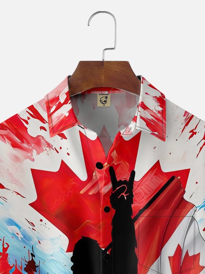 Moisture Wicking Canada Gradient Bigfoot Chest Pocket Hawaiian Shirt