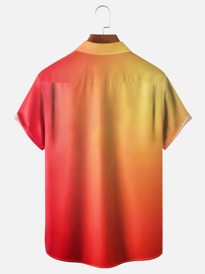 Moisture-wicking Avant-garde Parrot Flying Art Chest Pocket Bowling Shirt