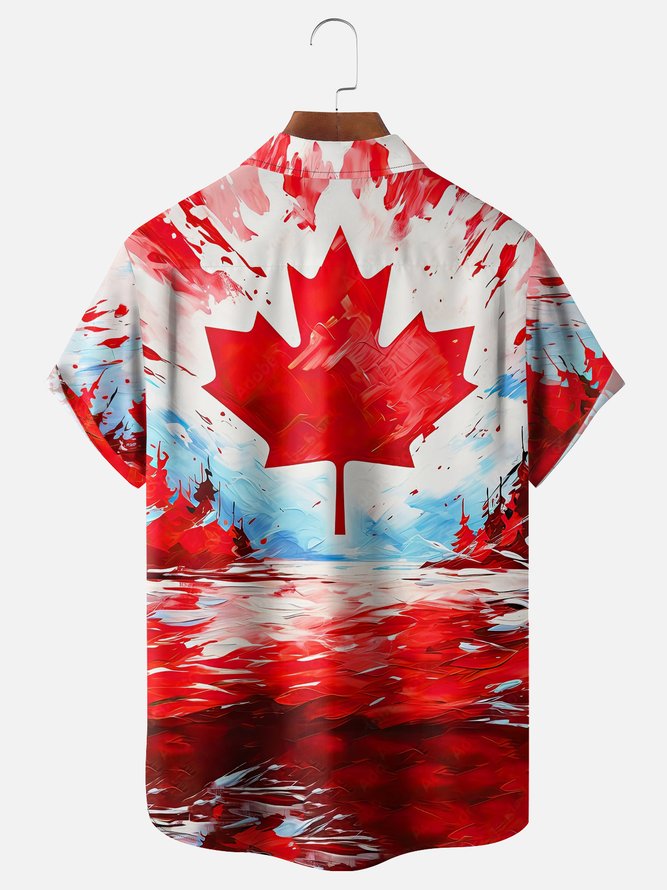 Moisture Wicking Canada Gradient Bigfoot Chest Pocket Hawaiian Shirt
