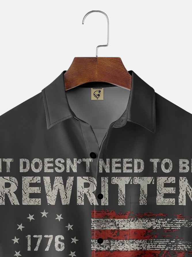 Moisture Wicking 1776 Declaration of Independence 4th of July Chest Pocket Hawaiian Shirt