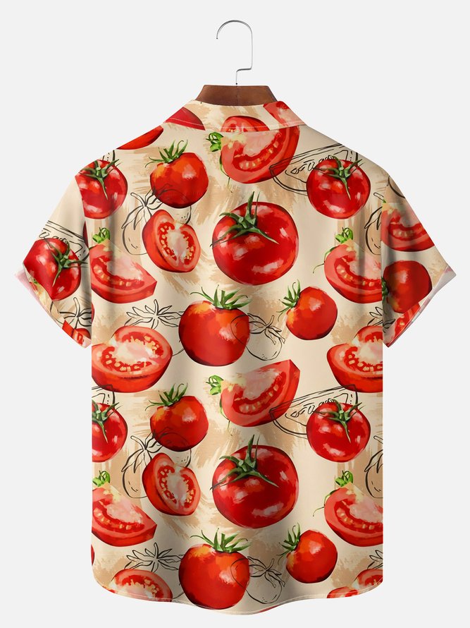 Big Size Moisture-wicking Tomato Chest Pocket Casual Shirt