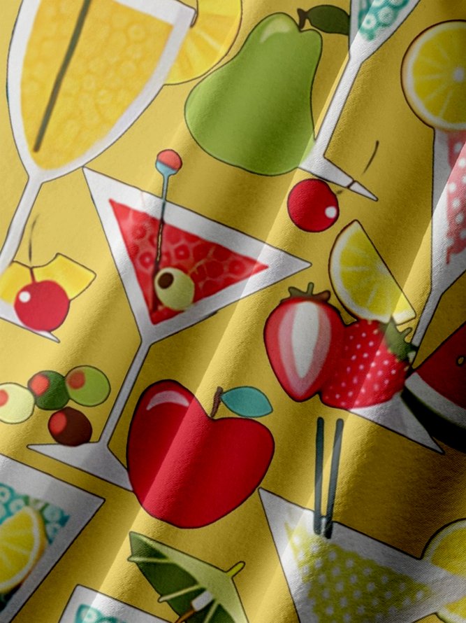 Big Size Moisture-wicking Geomatric Cocktail Chest Pocket Hawaiian Shirt