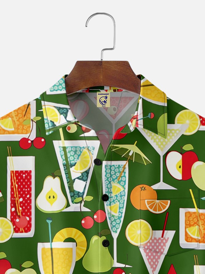 Big Size Moisture-wicking Geomatric Cocktail Chest Pocket Hawaiian Shirt