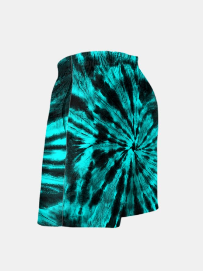 Men's Swim Trunks Hawaiian Tie-Dye Beach Shorts with Pockets