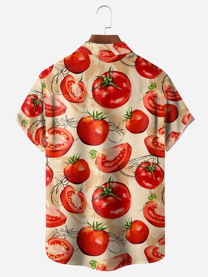 Tall Size Moisture-wicking Tomato Chest Pocket Casual Shirt