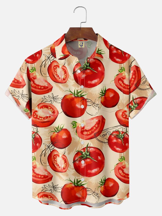 Big Size Moisture-wicking Tomato Chest Pocket Casual Shirt