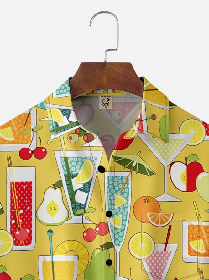 Tall Size Moisture-wicking Geomatric Cocktail Chest Pocket Hawaiian Shirt