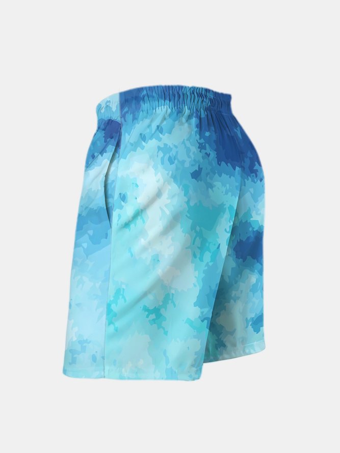 Men's Swim Trunks Hawaiian Gradient Color Beach Shorts with Pockets