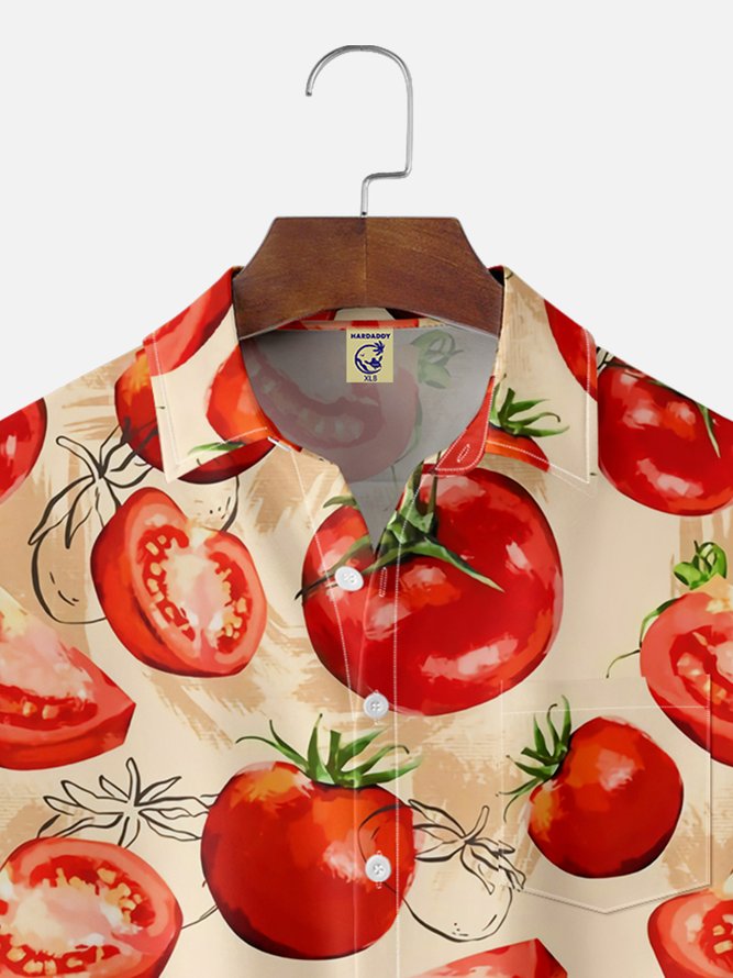 Big Size Moisture-wicking Tomato Chest Pocket Casual Shirt