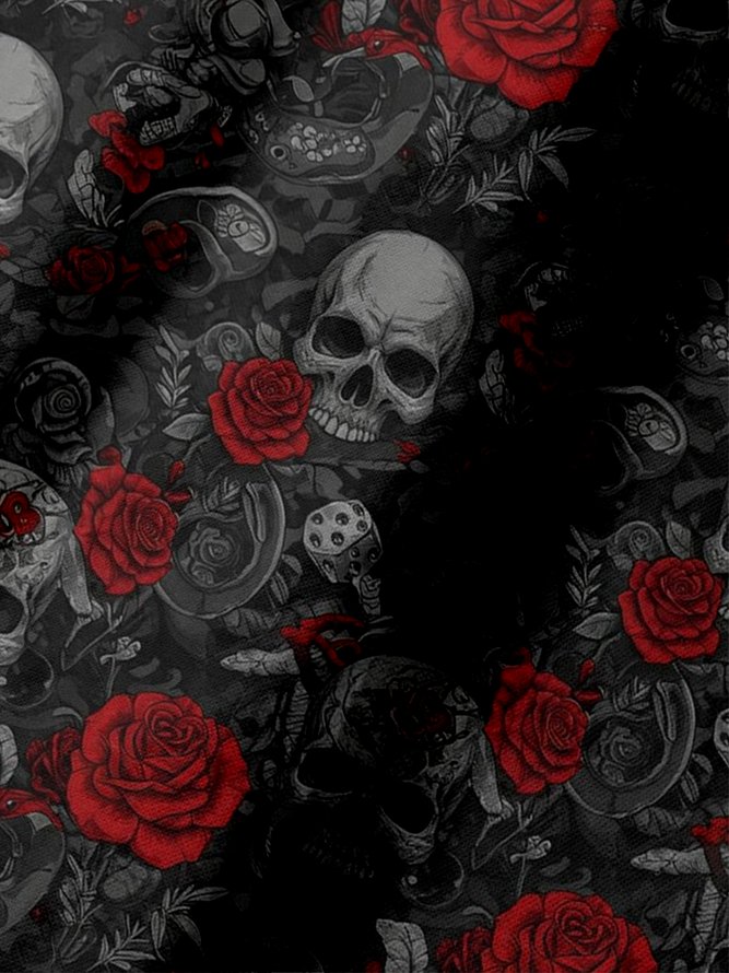 Moisture Wicking Rock Music Skull Rose Short Sleeve Golf Polo