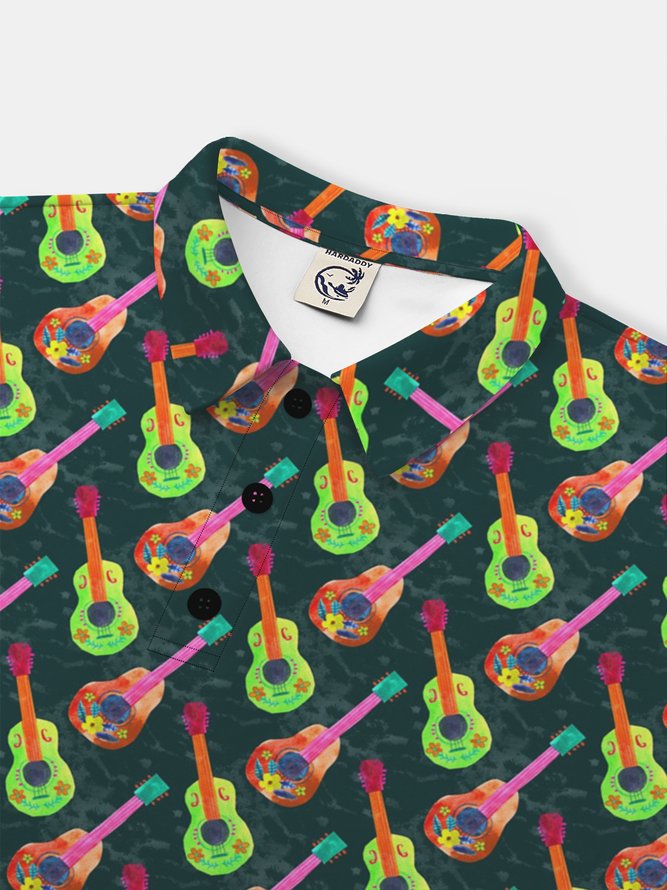 Moisture Wicking Colorful Gradient Guitar Short Sleeve Golf Polo