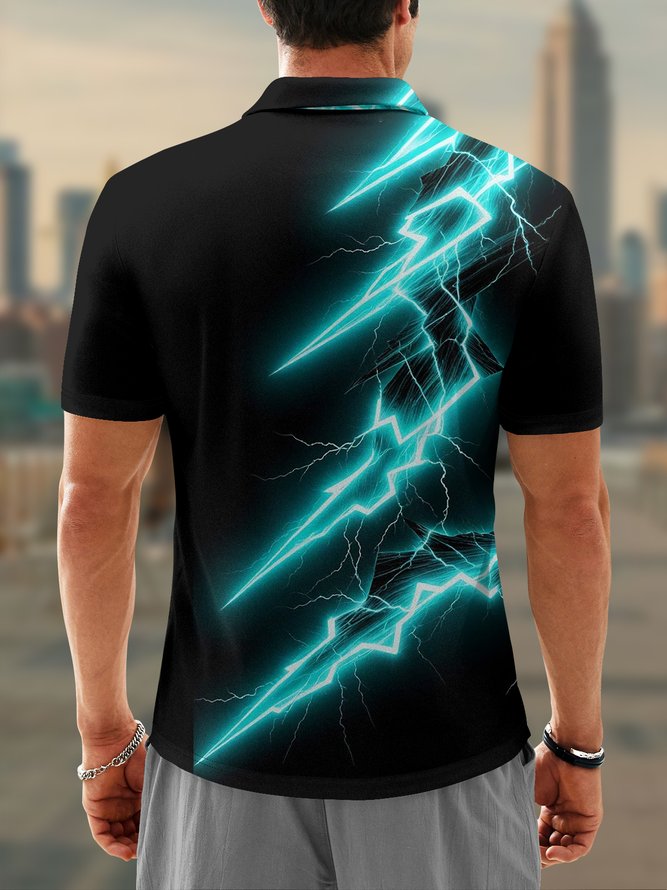Moisture Wicking 3D Abstract Gradient Color Geometric Short Sleeve Golf Polo