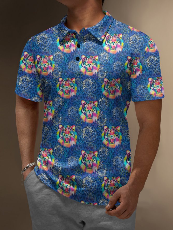 Moisture Wicking Gradient Tiger Short Sleeve Golf Polo