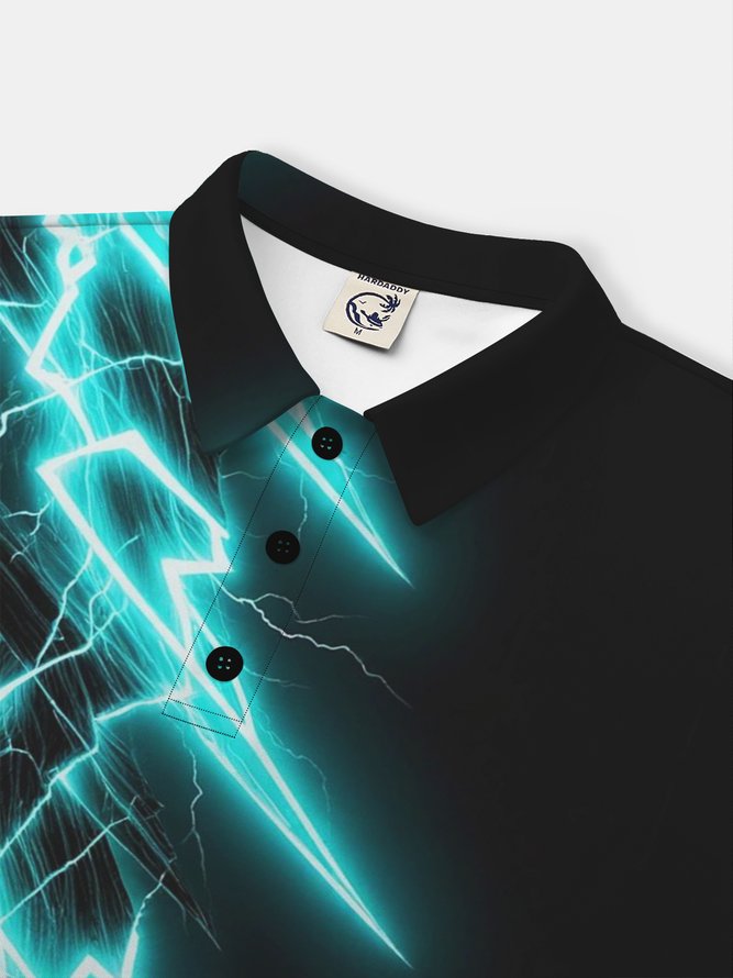 Moisture Wicking 3D Abstract Gradient Color Geometric Short Sleeve Golf Polo