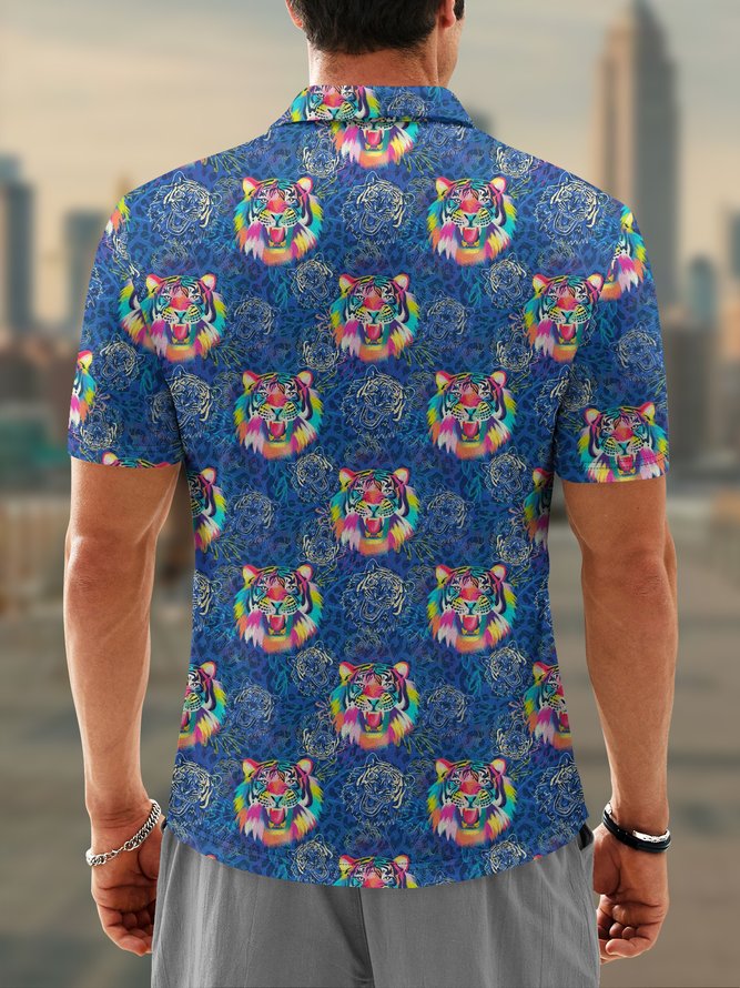 Moisture Wicking Gradient Tiger Short Sleeve Golf Polo