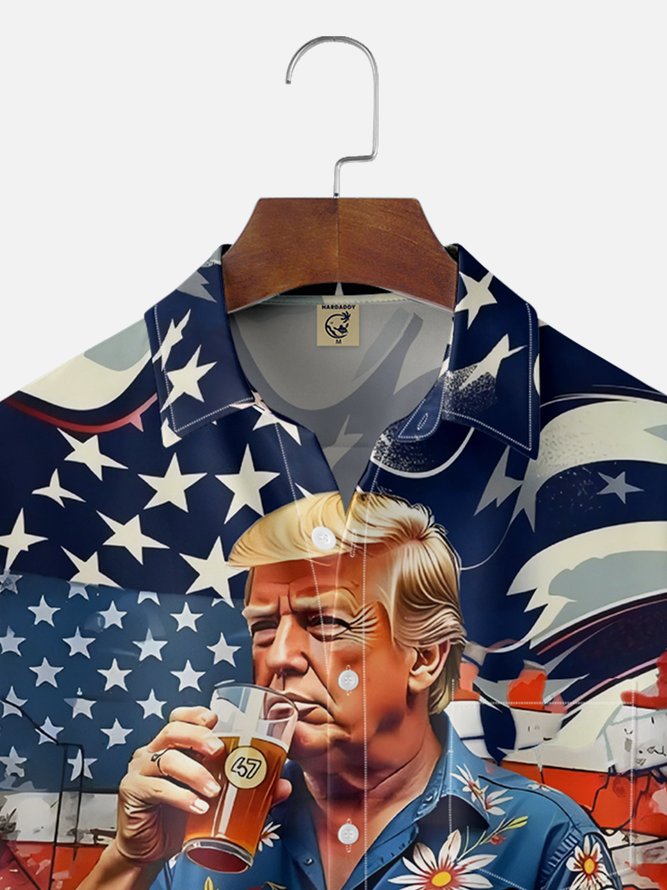 Moisture Wicking American Gulf Trump Chest Pocket Hawaiian Shirt