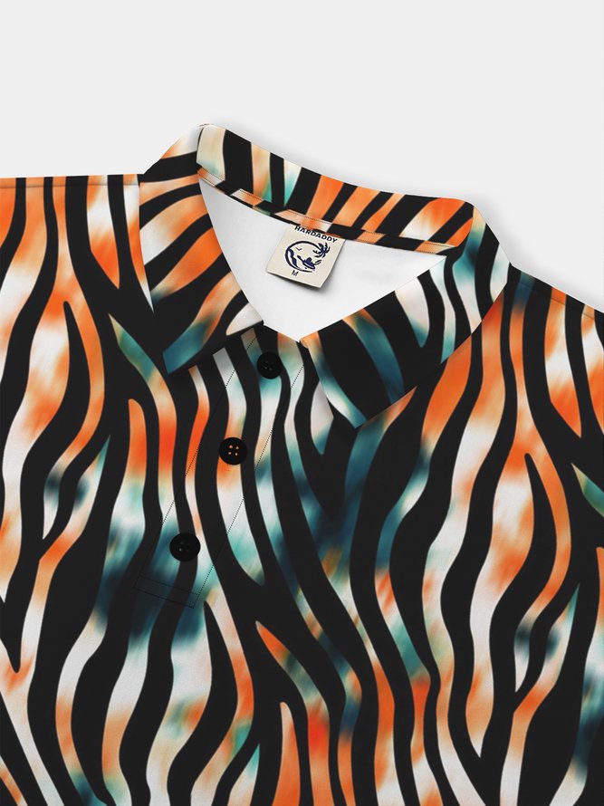 Moisture Wicking Gradient Color Zebra Print Short Sleeve Golf Polo